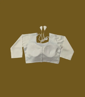 Picture of White Color Three Quarter Blouse For Women