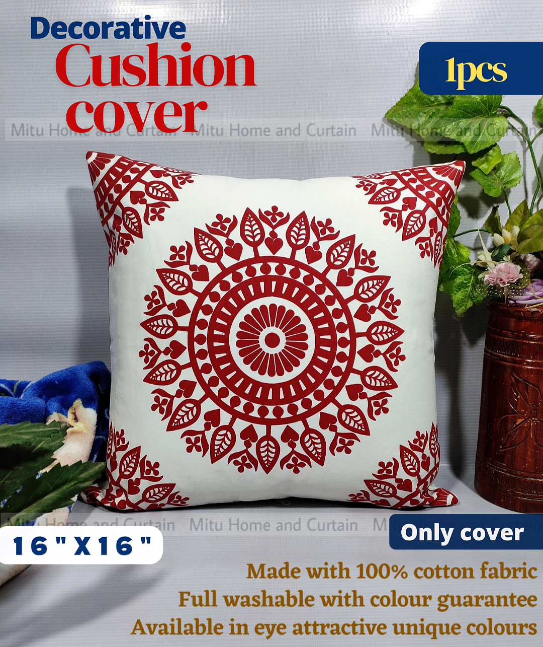 Buy 3d-cushion-cover-cushion-covers-cushion-protector-degital-printe-standard-size-16-x-16-size-1pcs-blue-cream-white-red-brown at best price in Bangladesh
