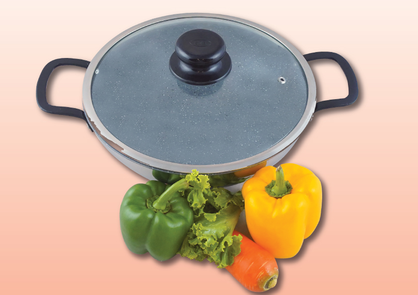 Buy Non Stick 3 Layer Wok with Glass Lid 24 cm  at Best Price In Bangladesh