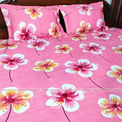 Buy Pillow king-size-bedsheet-with-pillow-cover-chador-set-75825-feet-full-cotton-fabric-pink-green-at best price in Bangladesh