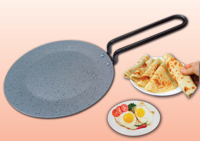  Non Stick 3 ply Ruti Tawa Black SS Handle 26cm