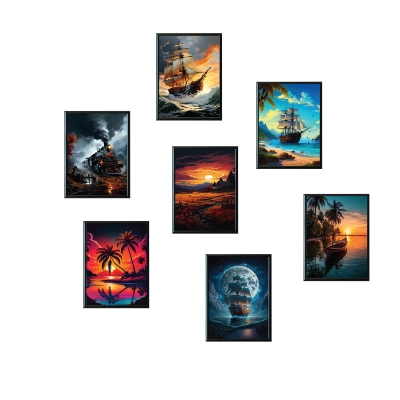 Buy 7-pieces-wall-decoration-items-for-room-decoration-913-inch-blackcolorframe at Best Price in Bangladesh