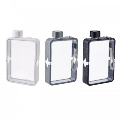 Picture of 400ml Outdoor Portable Transparent Square Leakproof Flat Water Bottle