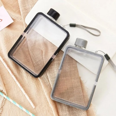 Picture of 400ml Outdoor Portable Transparent Square Leakproof Flat Water Bottle
