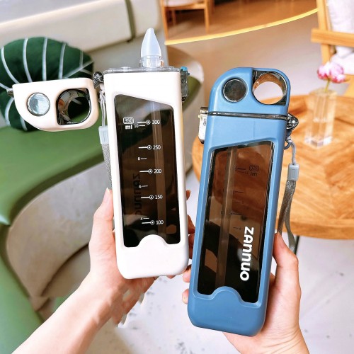 Picture of  350ml Square Plastic Water Bottle with Pop Up Straw & Lock