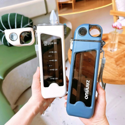 Picture of  350ml Square Plastic Water Bottle with Pop Up Straw & Lock