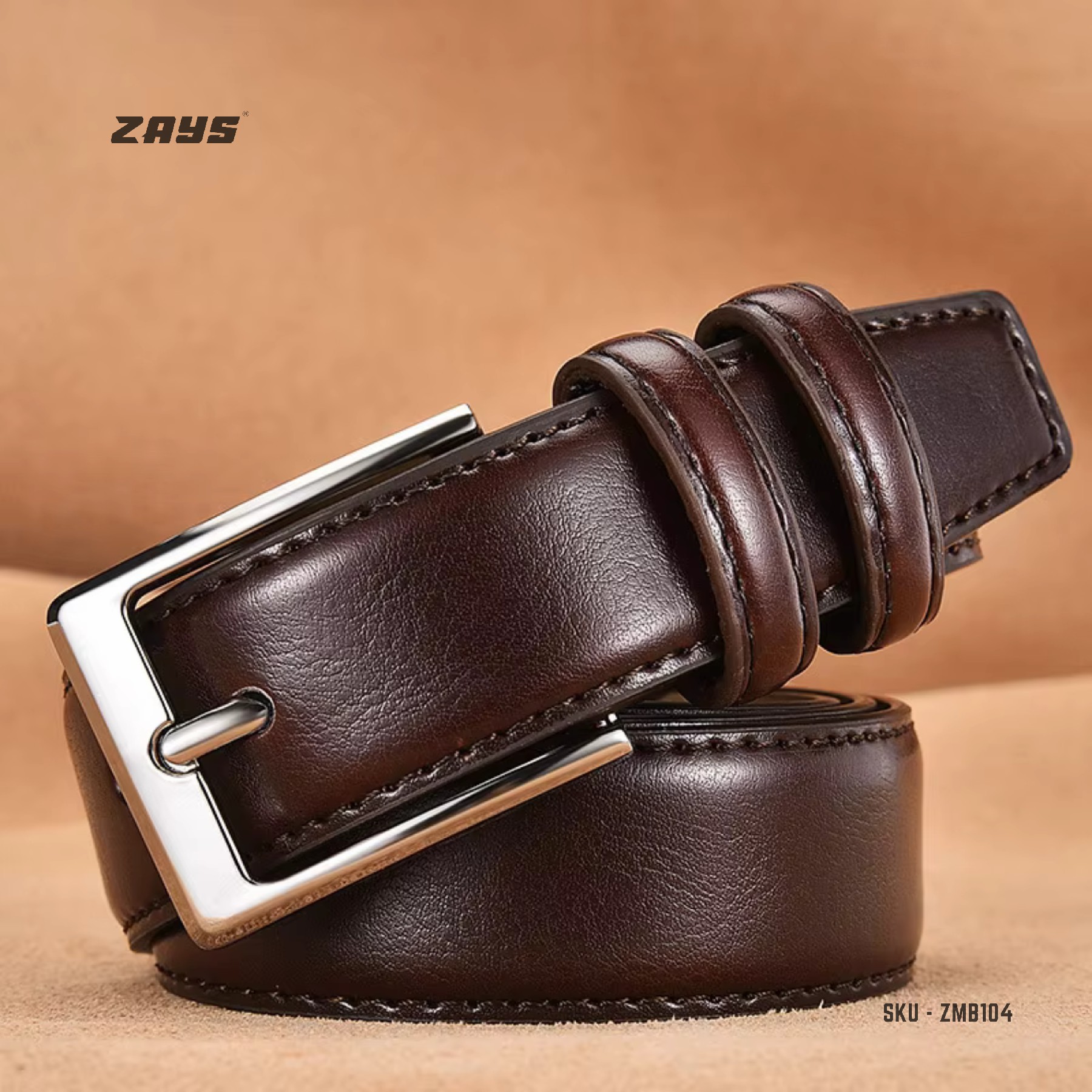 Picture of Zays Handcrafted Genuine Leather Belt for Men – Premium, Durable, Stylish & Adjustable | Best Leather Belt for Formal and Casual Wear in Bangladesh (Exclusive on Daraz)