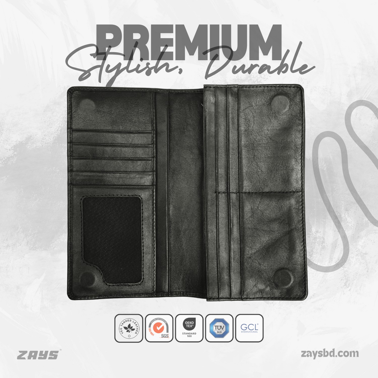 Picture of Zays Handcrafted Premium Eco-Friendly Leather Long Wallet for Mobile & Many things – Slim, Durable & Stylish Wallet for Unisex – Top-Grain Leather, Compact & Lightweight (Chocolate)