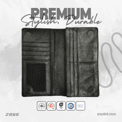 Picture of Zays Handcrafted Premium Eco-Friendly Leather Long Wallet for Mobile & Many things – Slim, Durable & Stylish Wallet for Unisex – Top-Grain Leather, Compact & Lightweight (Black)