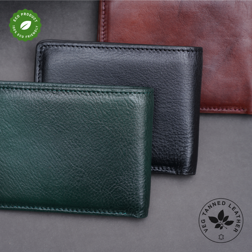 Picture of Zays Handcrafted Premium Eco-Friendly Leather Bifold Wallet – Slim, Durable & Stylish Short Wallet for Unisex – Top-Grain Leather, Compact & Lightweight (Deep green)