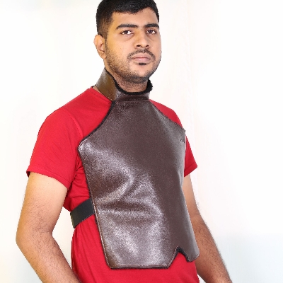 Picture of Zays Premium Full Grain Leather Chest Guard for Biker | Winter Protection | Durable & Stylish Black Motorcycle Gear - ZCG101