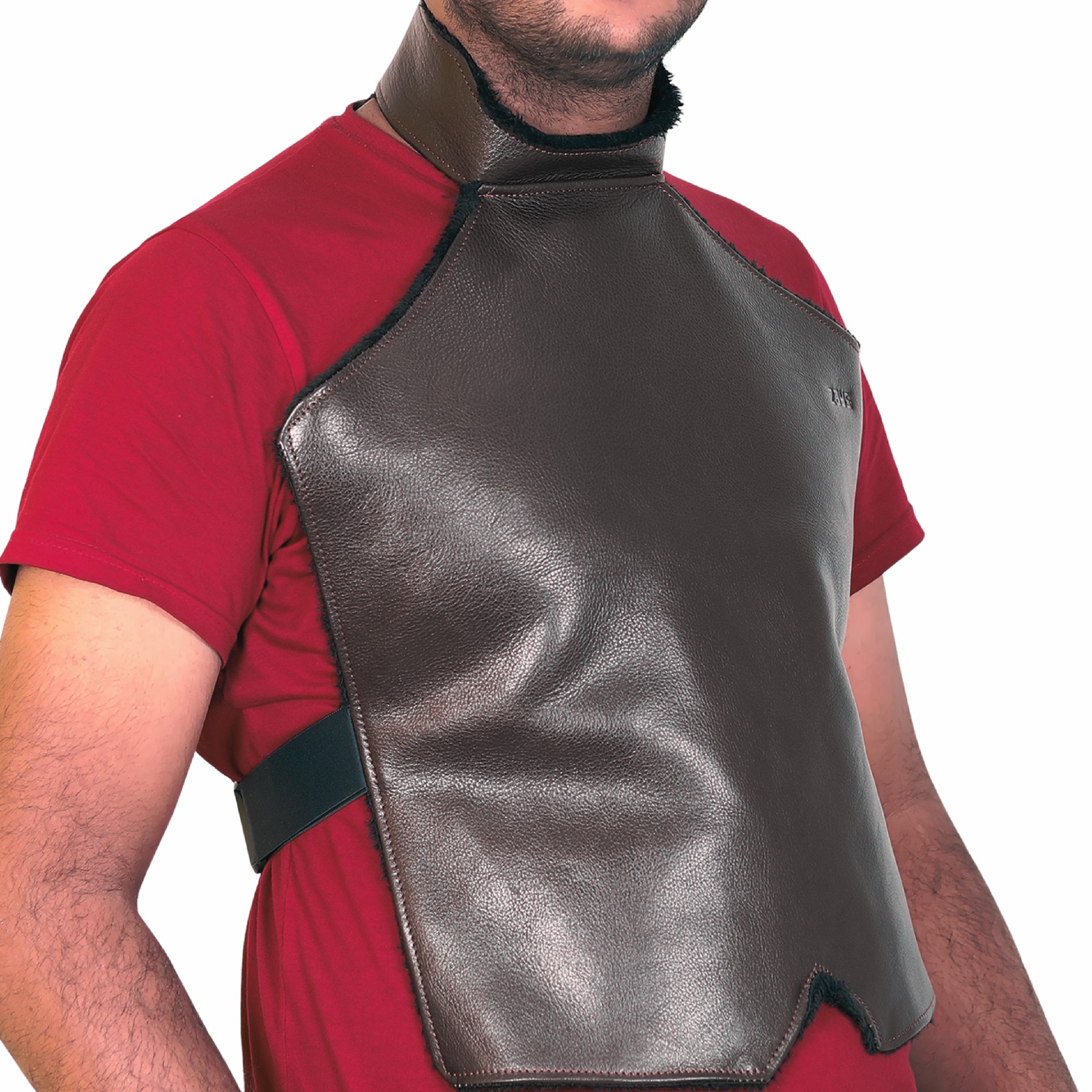 Picture of Zays Premium Full Grain Leather Chest Guard for Biker | Winter Protection | Durable & Stylish Black Motorcycle Gear - ZCG101