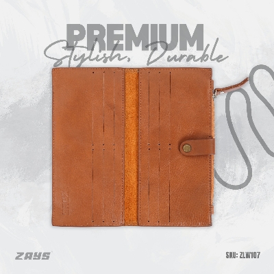 Picture of Zays Premium Leather Wallet for Men & Women – Full Grain Oil Pull Up Leather, 12 Card Slots, YKK Zipper, Stylish & Durable Wallet for Everyday Use