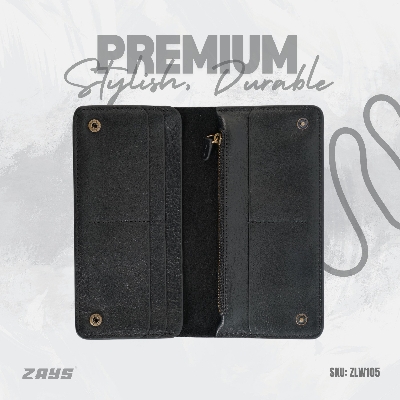 Picture of Zays Premium Genuine Leather Long Wallet for Men & Women | Elegant Design, Spacious Card & Mobile Slots | Durable Full-Grain Leather Accessory for Everyday & Travel