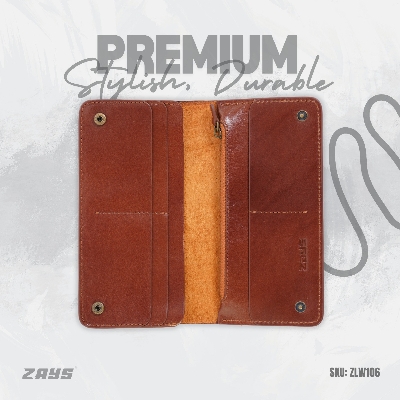 Picture of Zays Premium Genuine Leather Long Wallet for Men & Women | Elegant Design, Spacious Card & Mobile Slots | Durable Full-Grain Leather Accessory for Everyday & Travel (Brown)