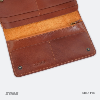 Picture of Zays Premium Genuine Leather Long Wallet for Men & Women | Elegant Design, Spacious Card & Mobile Slots | Durable Full-Grain Leather Accessory for Everyday & Travel (Brown)