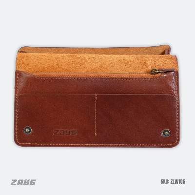 Picture of Zays Premium Genuine Leather Long Wallet for Men & Women | Elegant Design, Spacious Card & Mobile Slots | Durable Full-Grain Leather Chocolate