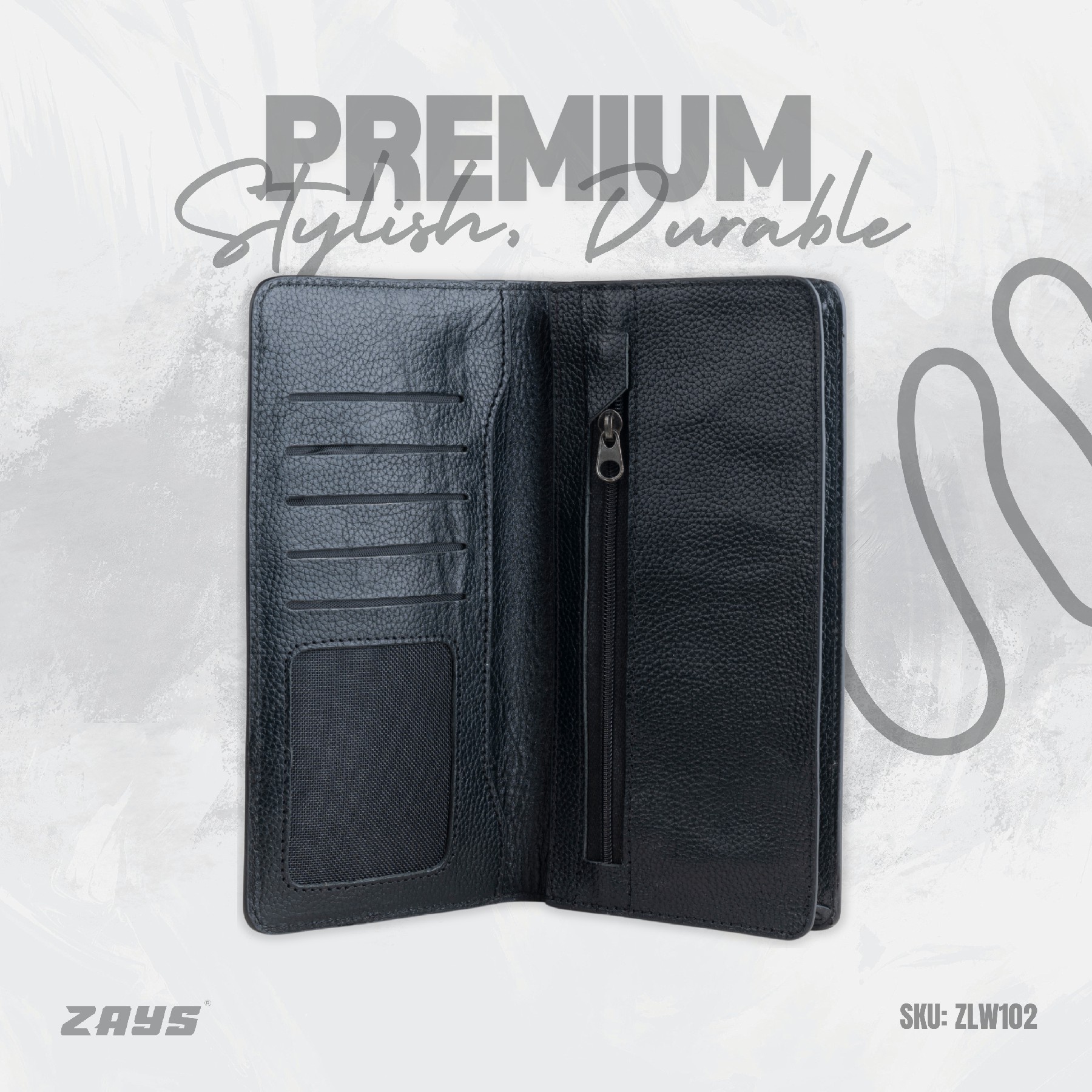 Picture of Zays Premium Leather Long Wallet for Men & Women | Stylish, Durable & Functional Genuine Leather Wallet with Phone Slot, Card Slots & Minimalist Design
