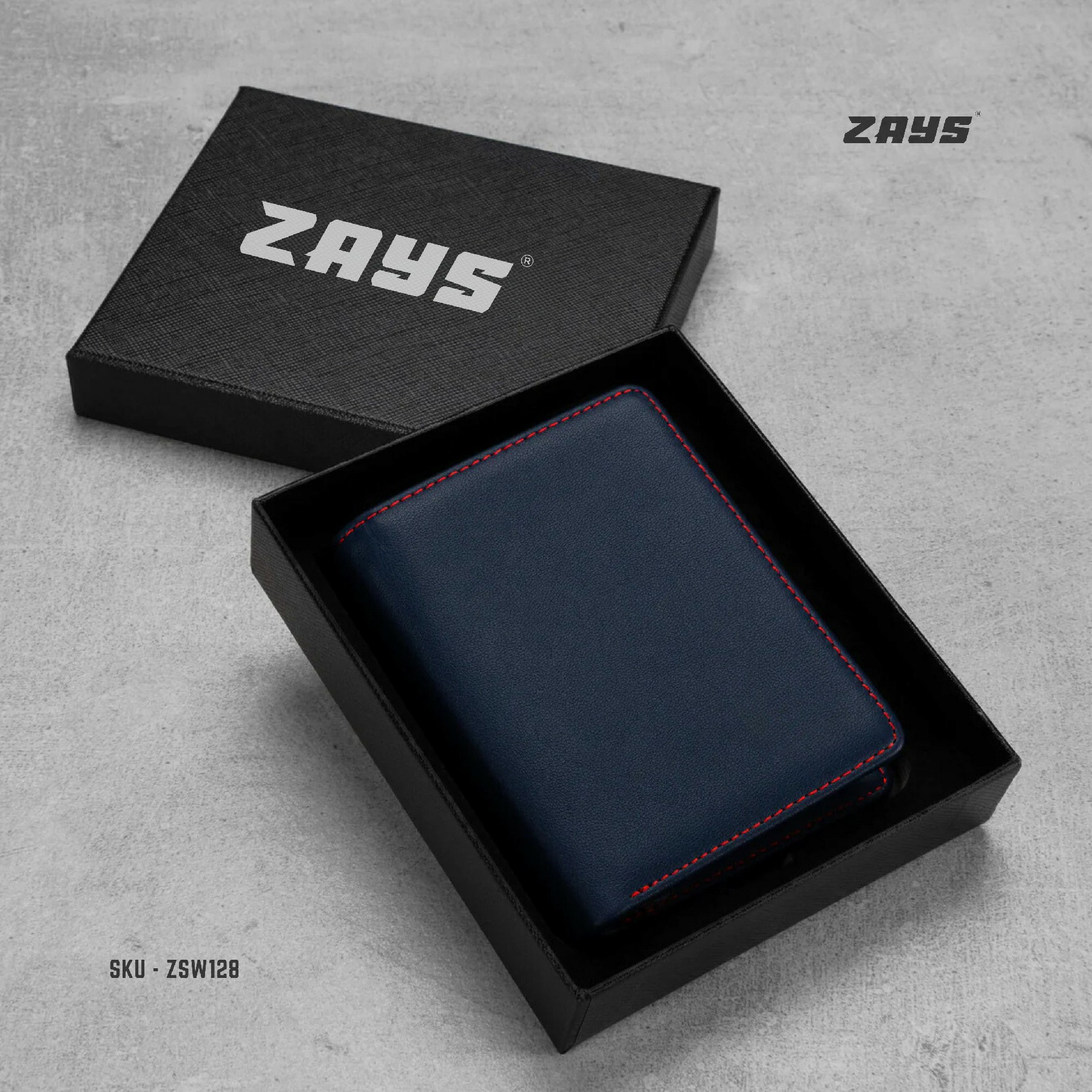 Picture of Zays Premium Handcrafted Slim Bifold Leather Short Wallet for Men & Women - Personalized Top-Grain Leather Wallet - Compact, Durable & Stylish (Navy Blue)