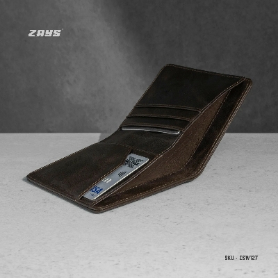 Picture of Zays Premium Handcrafted Slim Bifold Leather Short Wallet for Men & Women - Personalized Top-Grain Leather Wallet - Compact, Durable & Stylish (Chocolate)