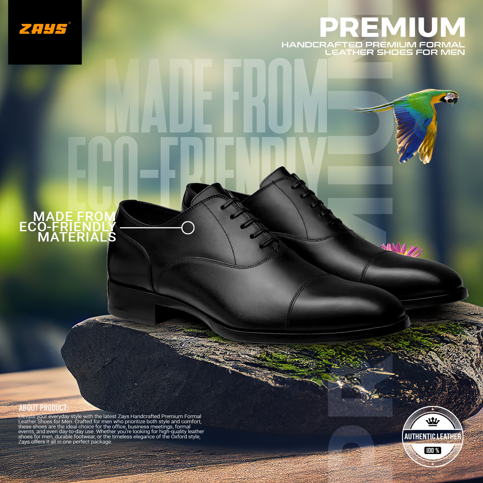 Picture of Zays Handcrafted Premium Formal Leather Shoes for Men – High Quality, Comfortable, Durable Office & Business Footwear | Oxford Styles | New 2024 Collection for Everyday Use