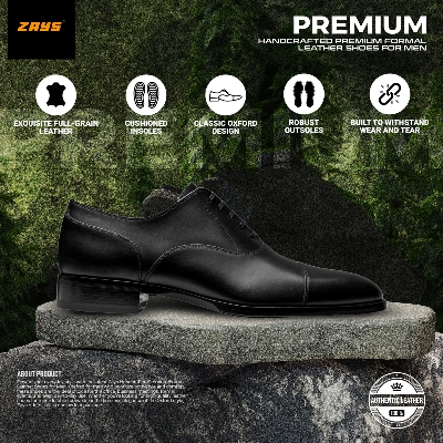 Picture of Zays Handcrafted Premium Formal Leather Shoes for Men – High Quality, Comfortable, Durable Office & Business Footwear | Oxford Styles | New 2024 Collection for Everyday Use