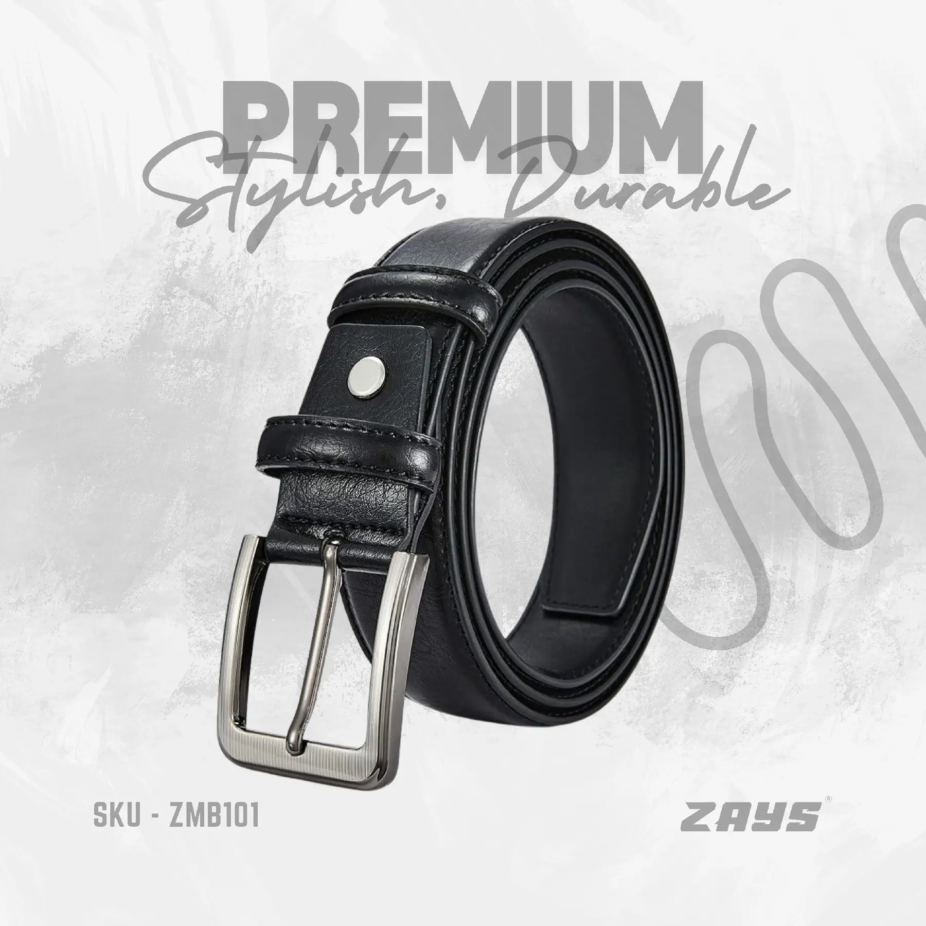 Leatherboss Genuine Leather Belt For Men, Big & Tall Size 64 - Classic Black Jeans Belt With Stylish Buckle