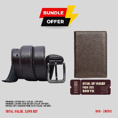 Picture of ZAYS Special Bundle: Premium Leather Belt, Card Holder Mini Wallet & Exclusive 900 TK Gift Voucher | Limited Time Deal & Stock | Huge Savings on Quality Leather Accessories