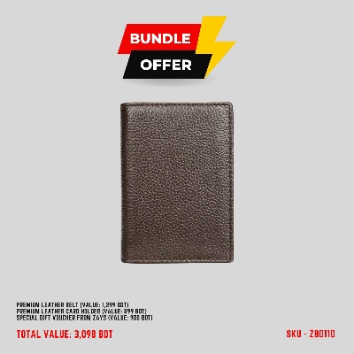 Picture of ZAYS Special Bundle: Premium Leather Belt, Card Holder Mini Wallet & Exclusive 900 TK Gift Voucher | Limited Time Deal & Stock | Huge Savings on Quality Leather Accessories