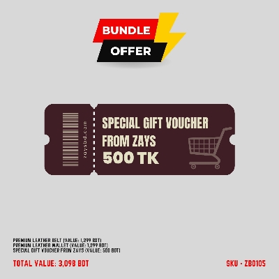 Picture of ZAYS Special Bundle: Premium Leather Belt, Wallet & Exclusive 500 TK Gift Voucher | Limited Time Deal & Stock | Huge Savings on Quality Leather Accessories