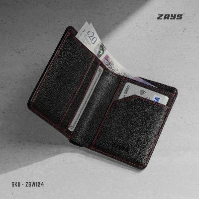 Picture of Zays Premium Handcrafted Slim Bifold Leather Short Wallet for Men & Women - Personalized Top-Grain Leather Wallet - Compact, Durable & Stylish
