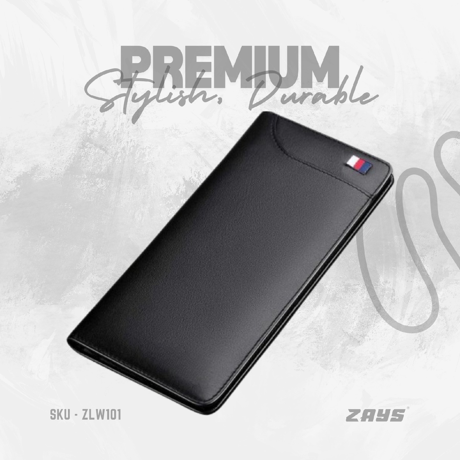 Picture of Zays Ultra-Thin Genuine Leather Long Wallet for Men & Women | Slim, Stylish & Durable Card Holder with Multiple Pockets | ZLW101- Black