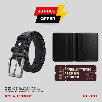Picture of ZAYS Special Bundle: Premium Leather Belt, Card Holder Mini Wallet & Exclusive Gift Voucher | Limited Time Deal & Stock | Huge Savings on Quality Leather Accessories
