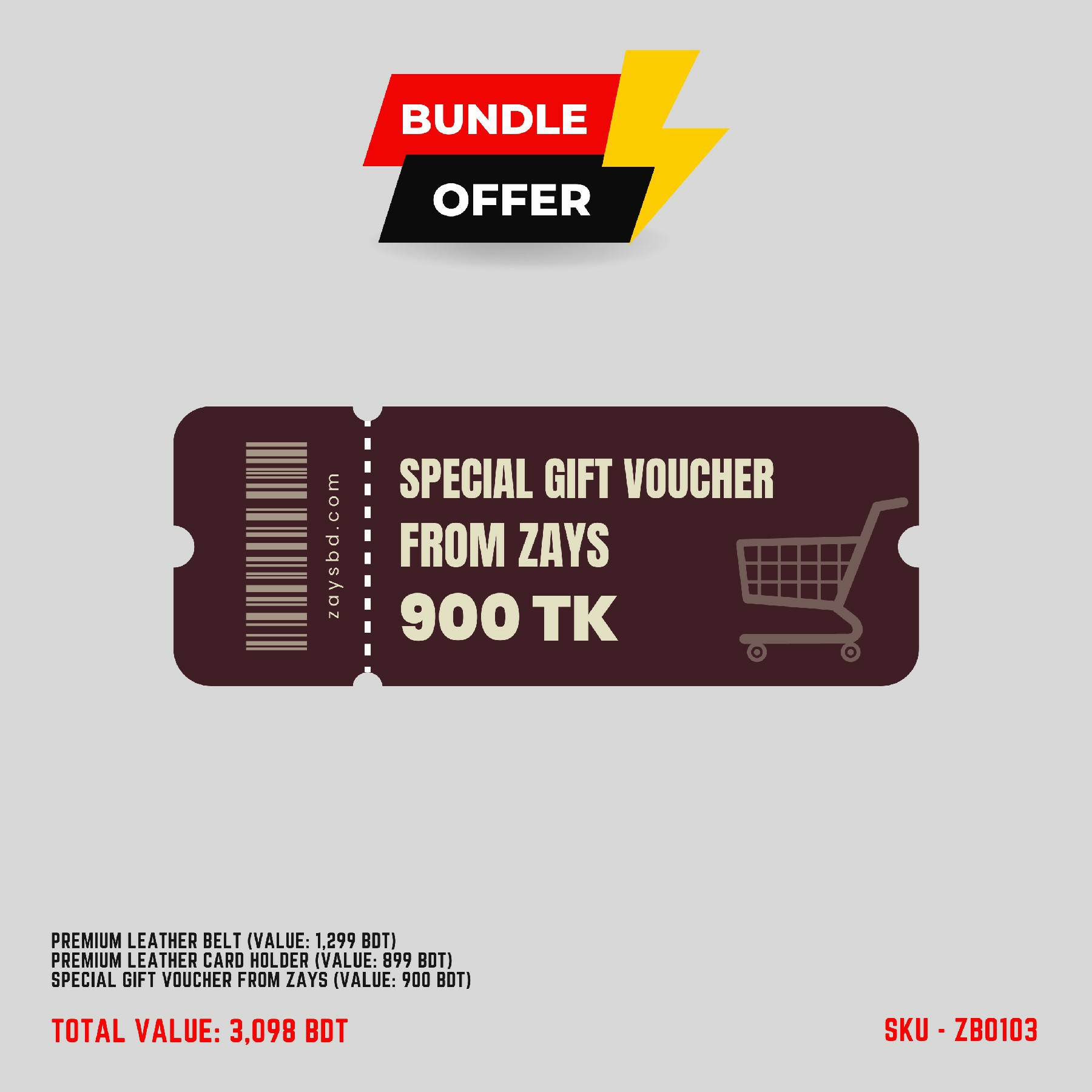 Picture of ZAYS Special Bundle: Premium Leather Belt, Card Holder Mini Wallet & Exclusive Gift Voucher | Limited Time Deal & Stock | Huge Savings on Quality Leather Accessories