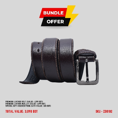 Picture of ZAYS Special Bundle: Premium Leather Belt, Wallet & Exclusive 500 TK Gift Voucher Huge Savings on Quality Leather Accessories