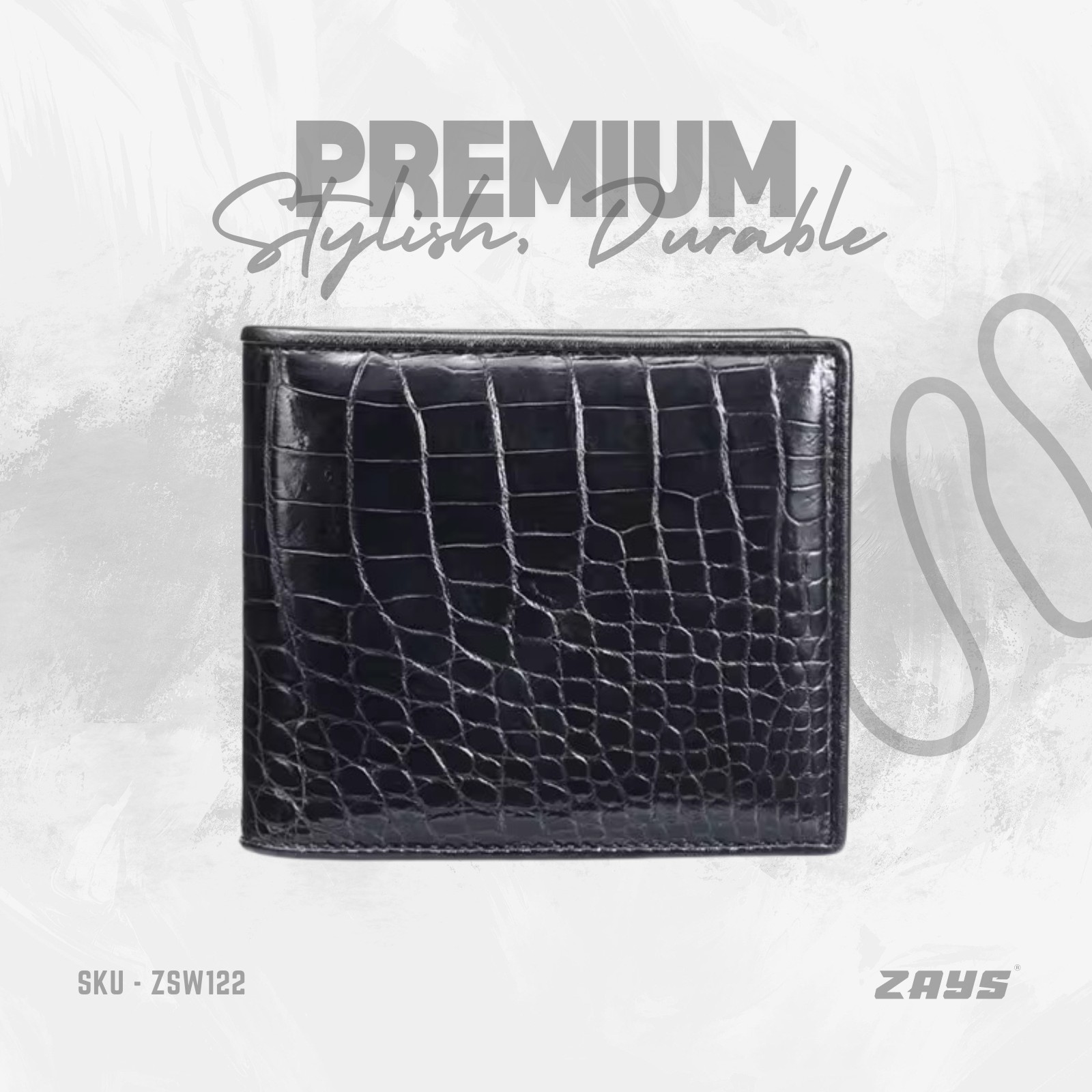 Picture of ZAYS Premium Handcrafted Crocodile Embossed Leather Bifold Wallet for Men And Women(Chocolate)