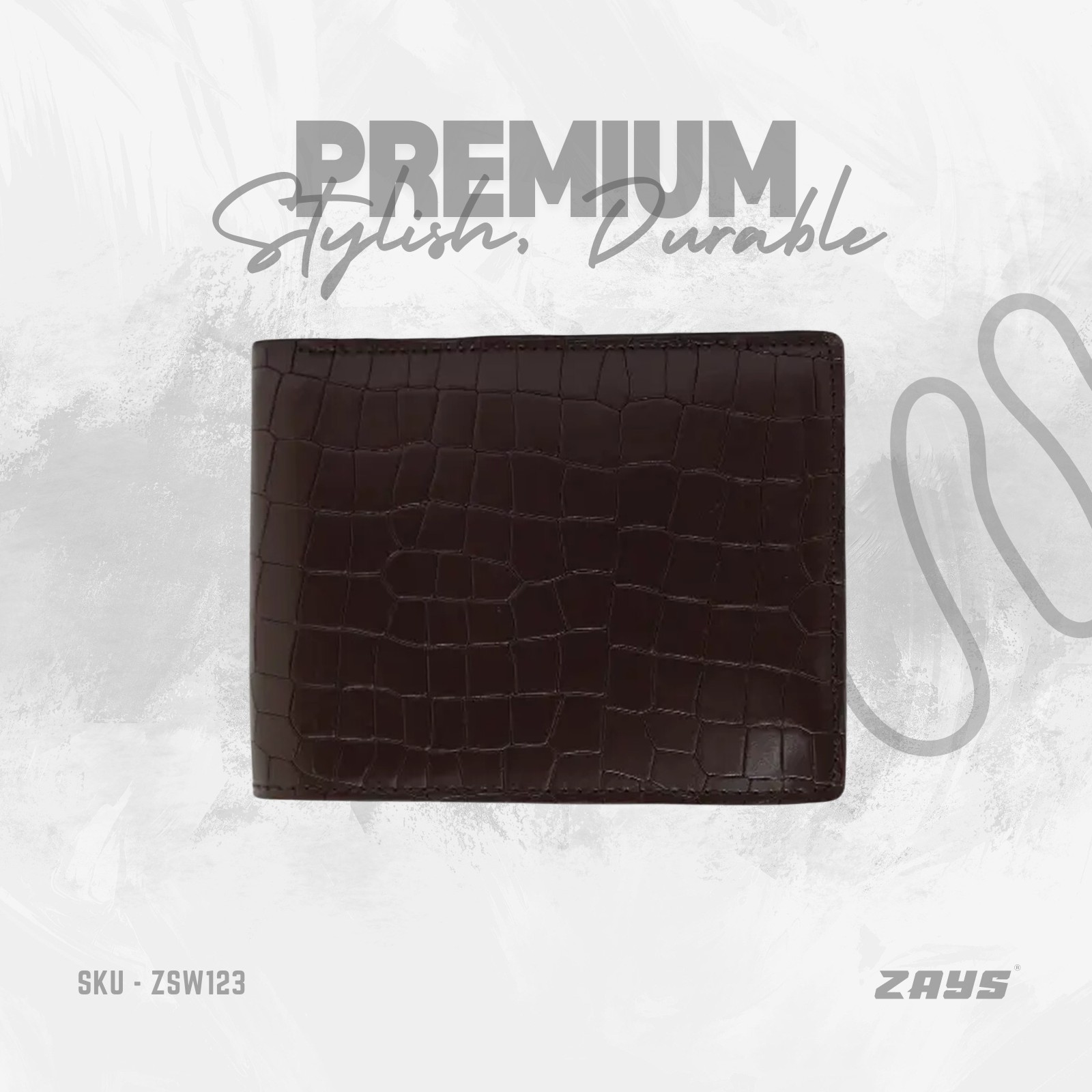 Picture of ZAYS Premium Handcrafted Crocodile Embossed Leather Bifold Wallet for Men And Women(Chocolate)