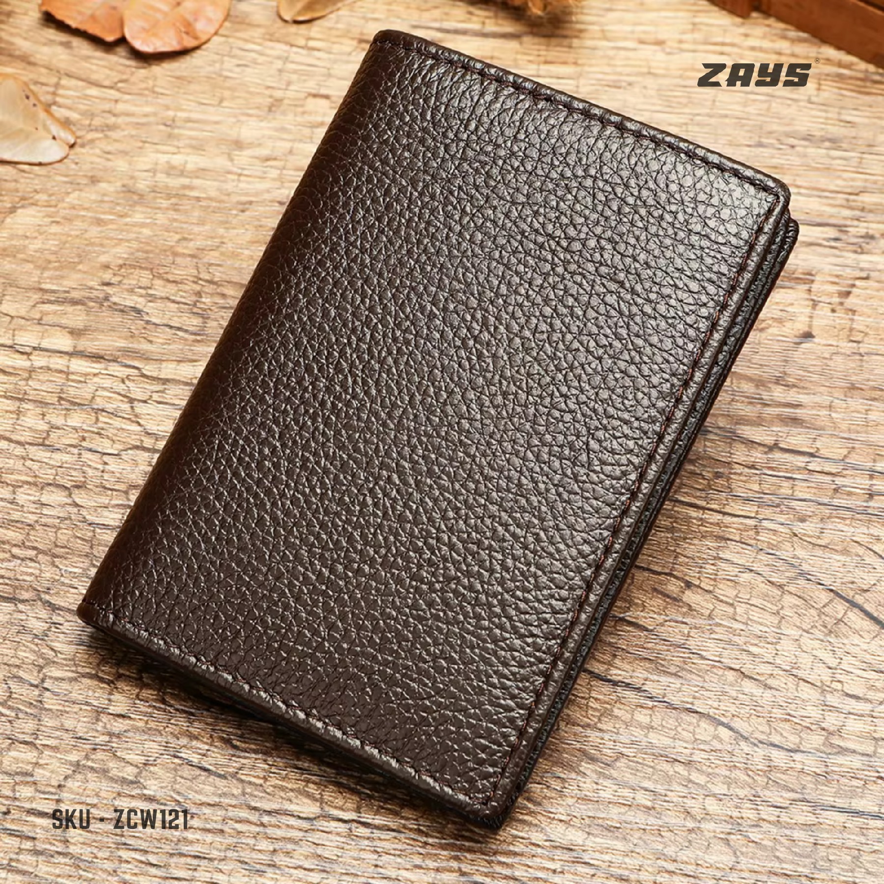 Picture of Zays Premium Leather Super Slim Card Holder Mini Wallet Handcrafted Durable Stylish Compact Wallet for Men And Women (Chocolate)