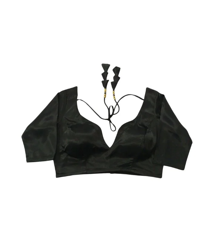 Picture of Black Color Semi Backless Blouse For Women