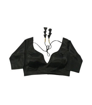 Picture of Black Color Semi Backless Blouse For Women