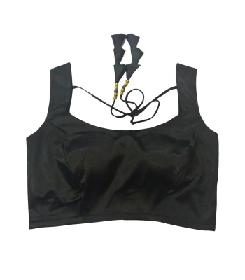Picture of Black Color Sleeveless Semi Backless Blouse for women