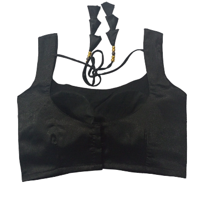 Picture of Black Color Sleeveless Semi Backless Blouse for women