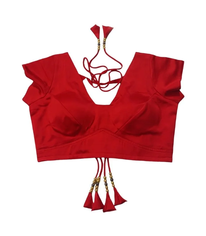 Picture of Red Color Princess Cut Backless Blouse For Women