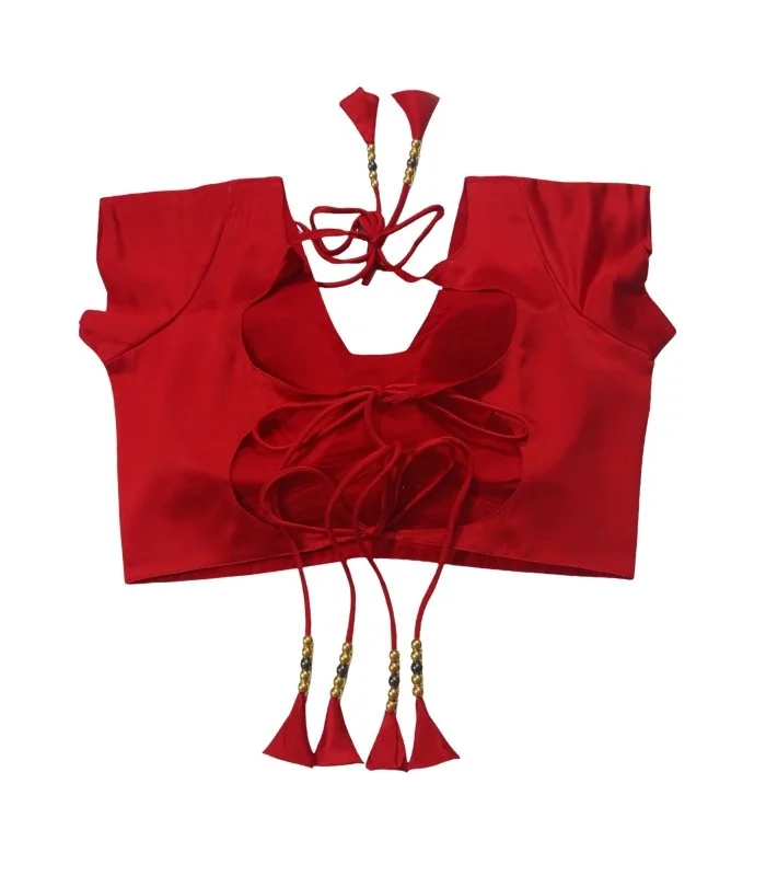 Picture of Red Color Princess Cut Backless Blouse For Women