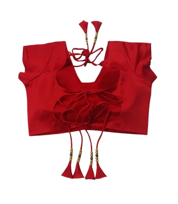 Picture of Red Color Princess Cut Backless Blouse For Women