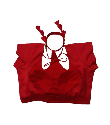 Picture of Red Princess Cut Backless Blouse For Women