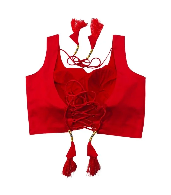 Picture of Red Color Sleeveless Blouse For Women