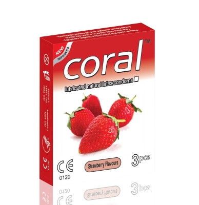 Picture of Coral Strawberry Flavoured Condom - 3pcs Pack