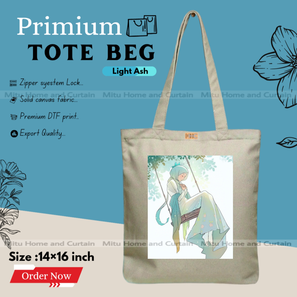 Buy Premium Tote Bag with Zipper Canvas Tote Bag for Women Trendy Shopping Bag / College Bag / University Bag Tote Bag, Canvas Bag with Zipper  at Best Price In Bangladesh