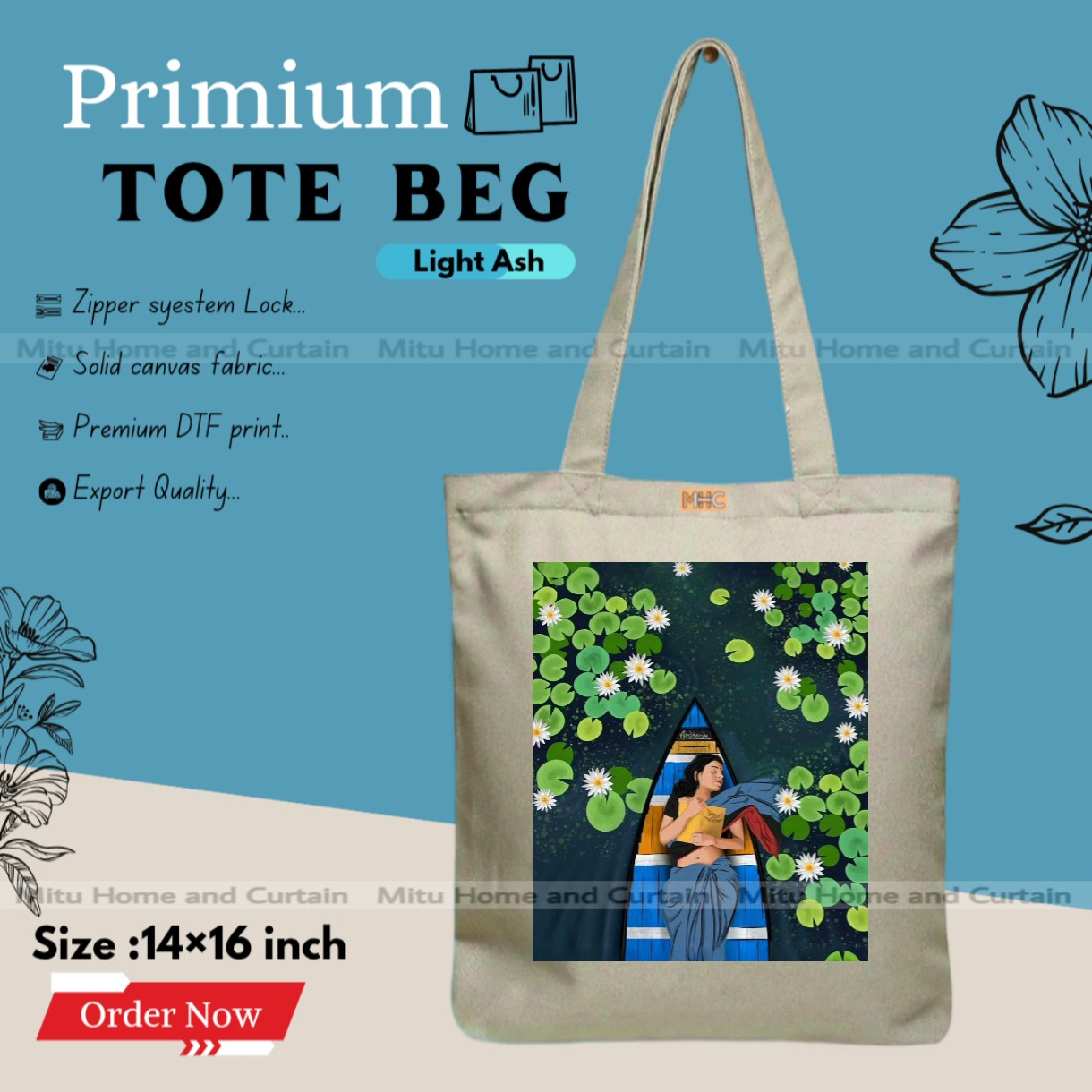 Buy Premium Tote Bag with Zipper Canvas Tote Bag for Women Trendy Shopping Bag / College Bag / University Bag Tote Bag, Canvas Bag with Zipper  at Best Price In Bangladesh